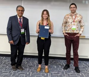 Hannah receiving award for CAP (Canadian Association of Physicists) Congress 2022