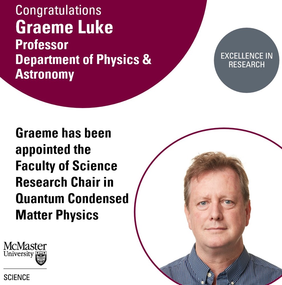 Graeme Luke awarded Faculty of Science Research Chair poster