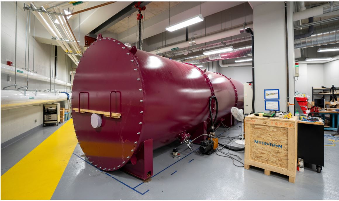 text on the photo: The McMaster Small Angle Neutron Scattering Facility (MacSANS) will support more than 25 research groups at McMaster and other universities.